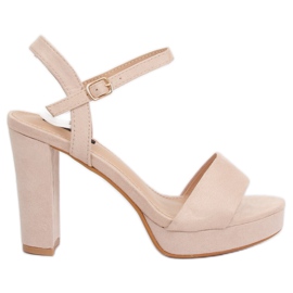Sandalias en la plataforma beige y rosa HJ101 Rosa