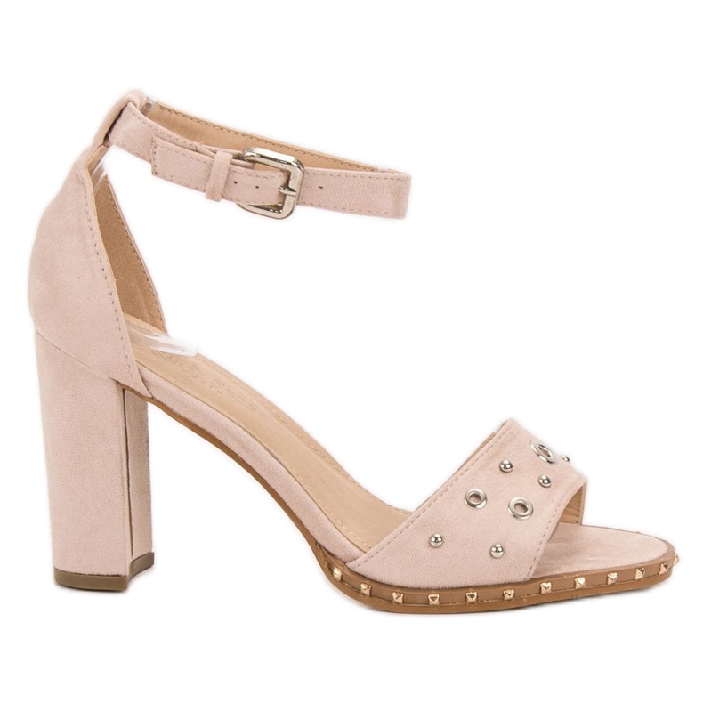 SHELOVET Sandalias con diamantes de imitación marrón