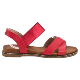 Mannika Sandalias rojas con una goma elástica rojo