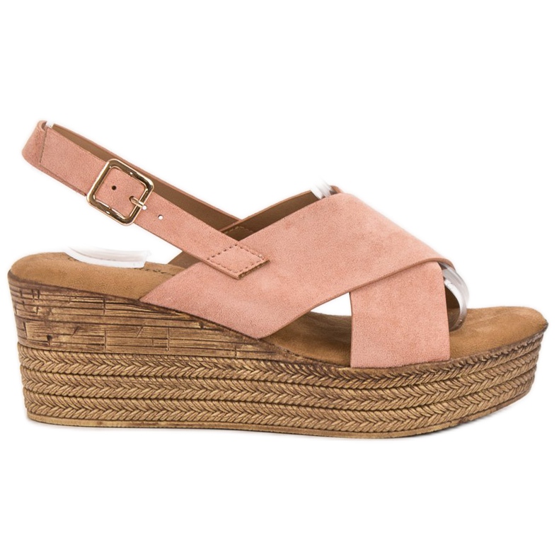 Primavera Sandalias de cuña en polvo rosado Primavera Sandalias de cuña en polvo rosado