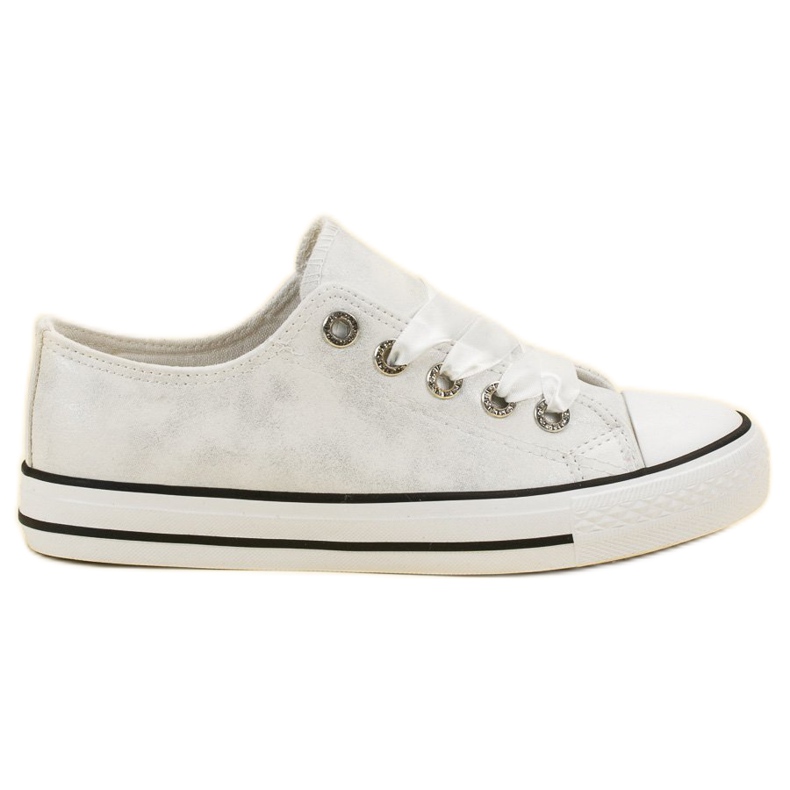 SHELOVET Zapatillas atadas con una cinta blanco