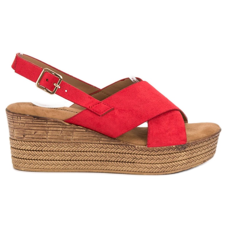 Primavera Sandalias de cuña rojas rojo
