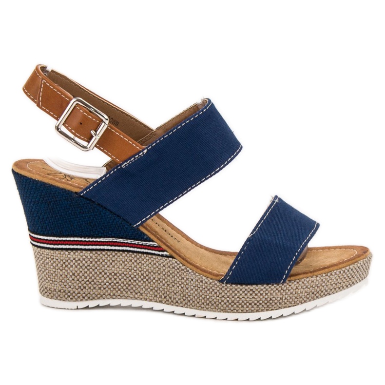 Goodin Sandalias de mezclilla marrón azul