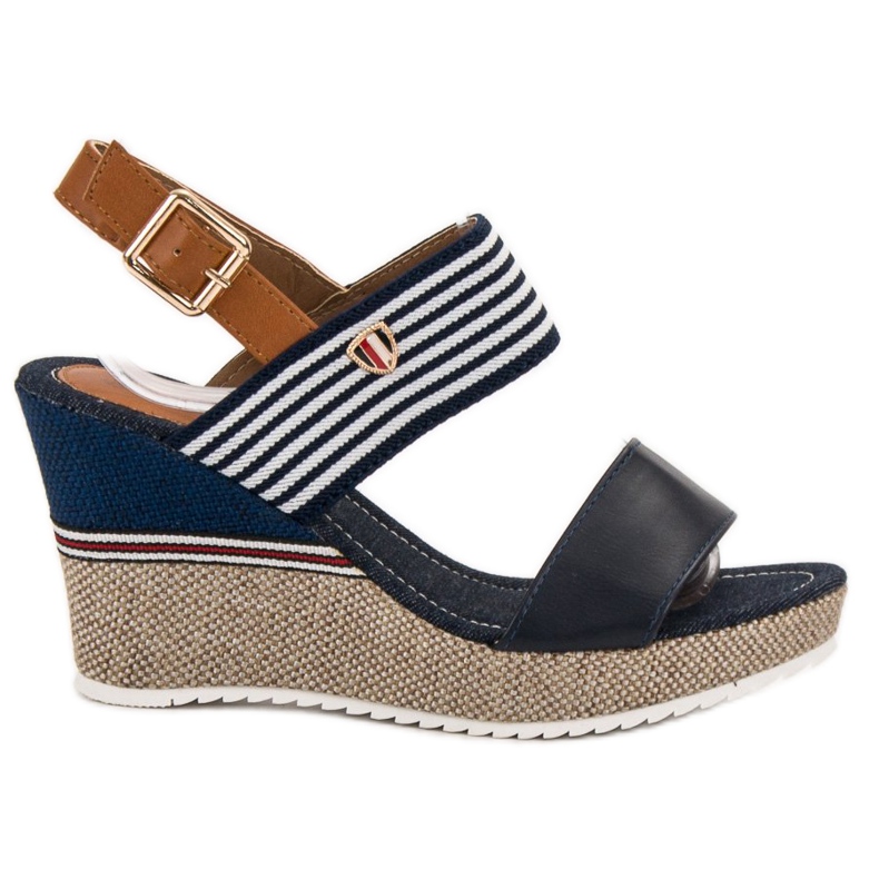 Goodin Sandalias de marinero en una cuña blanco marrón azul multicolor