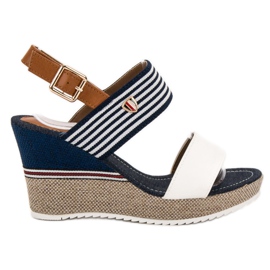 Goodin Sandalias de marinero en una cuña blanco azul multicolor