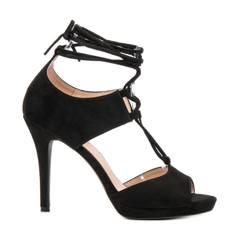 SHELOVET Tacones de punta abierta atados negro