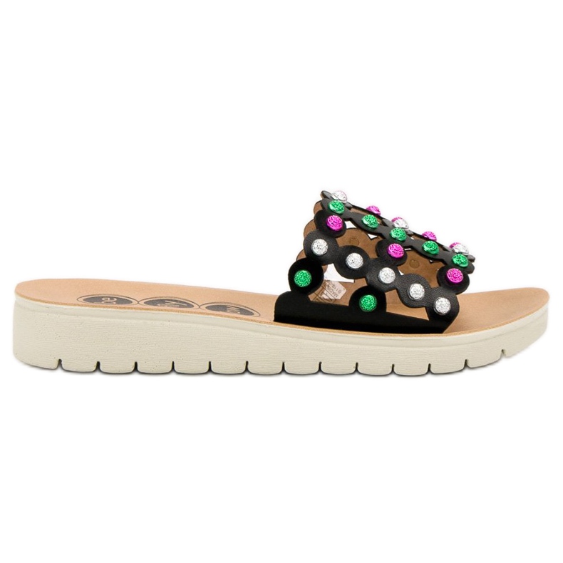 SHELOVET Pantuflas de mujer casual negro multicolor