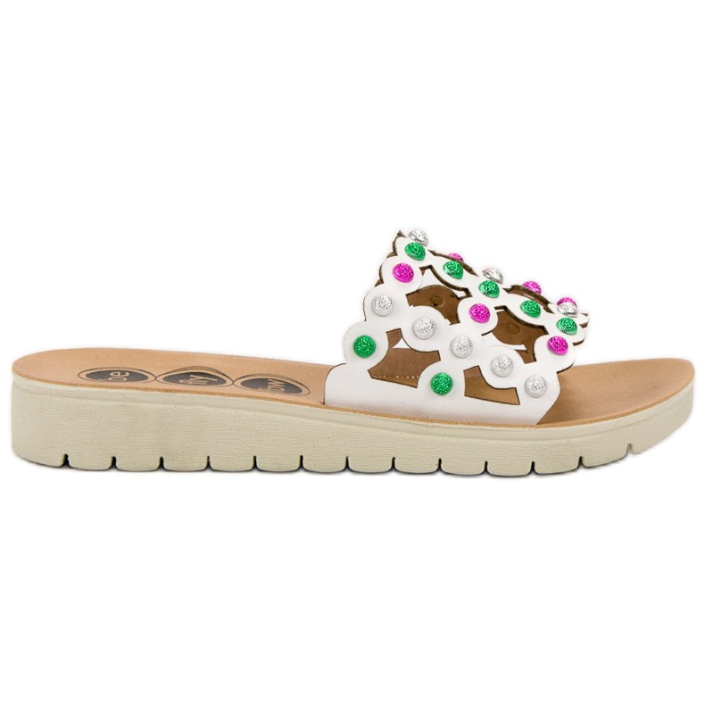 SHELOVET Pantuflas de mujer casual blanco multicolor