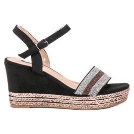 SDS Sandalias de cuña negro multicolor