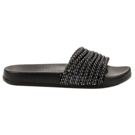 SHELOVET Pantuflas con Cuentas negro