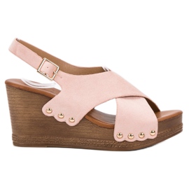 SHELOVET Sandalias de gamuza rosa
