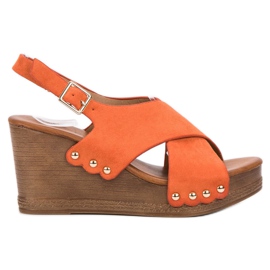 SHELOVET Sandalias de gamuza naranja