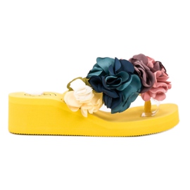 Fama Chanclas de espuma con cuña amarillo Fama Chanclas de espuma con cuña amarillo