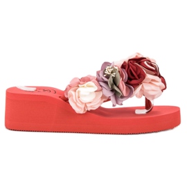 Fama Chanclas de espuma con cuña rojo