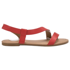 Primavera Sandalias planas sin cordones rojo