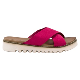 Laura Mode Pantuflas Ante Fucsia violeta