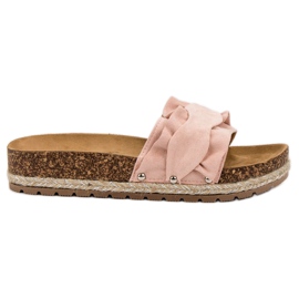 Bestelle Pantuflas Con Volante rosado
