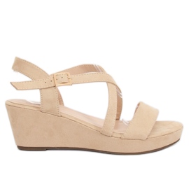 Sandalias de cuña baja beige K-3 Beige