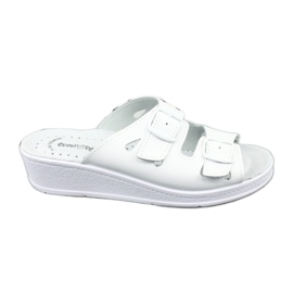 Flip de cuero para mujeres Flip cuñas blancas blanco