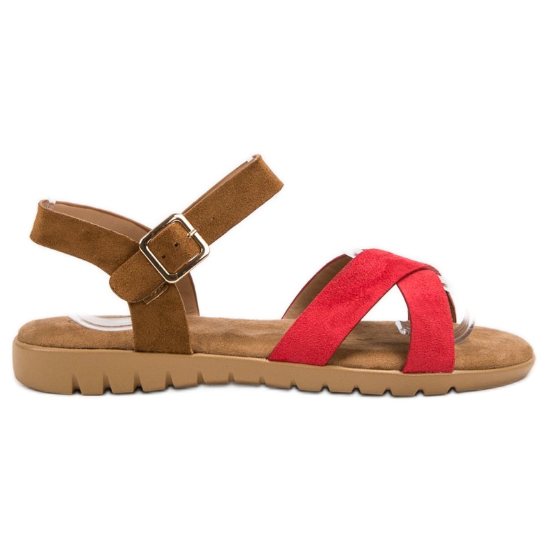Primavera Sandalias de gamuza marrón rojo