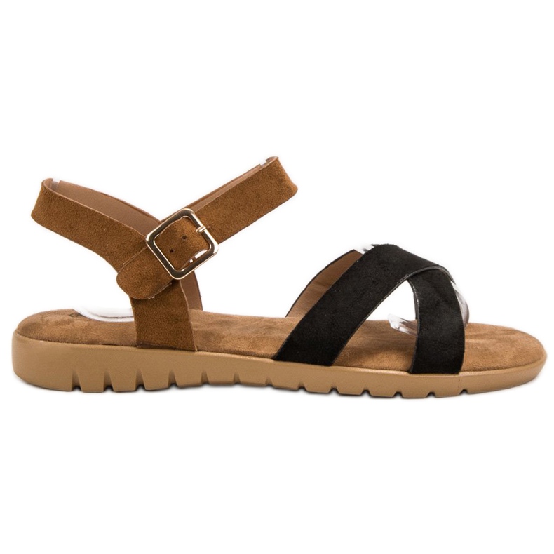 Primavera Sandalias de gamuza marrón negro