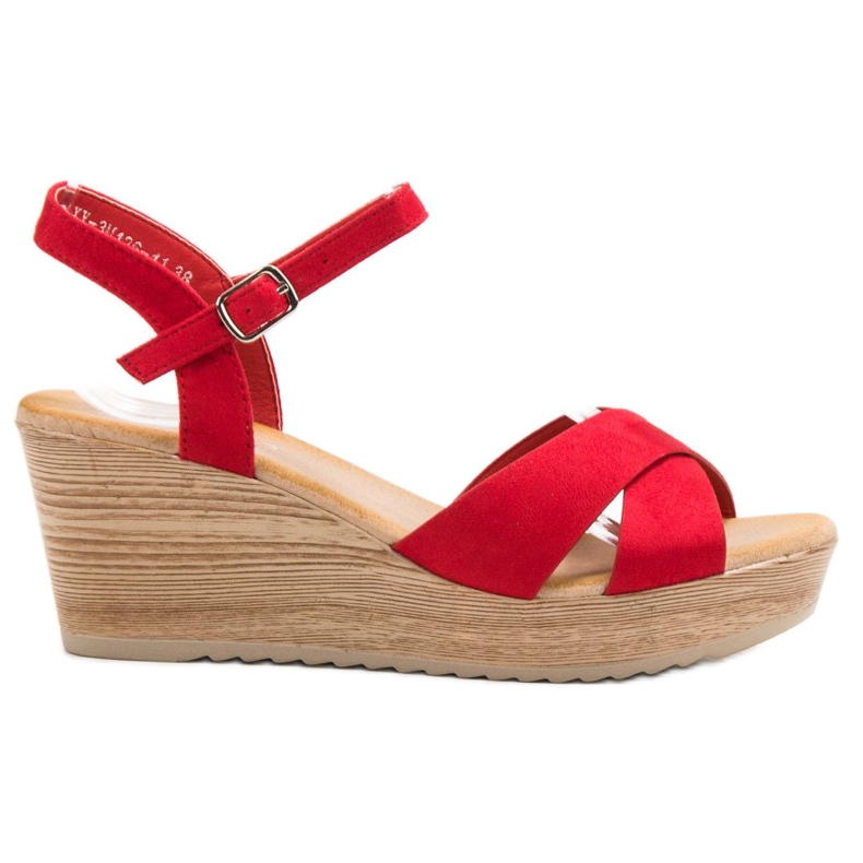 Best Shoes Sandalias de ante claro rojo