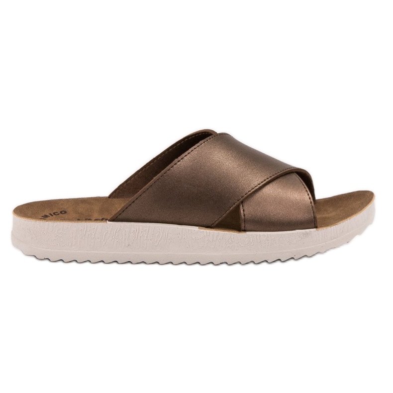SHELOVET Zapatillas de cuero ecológico marrón