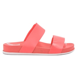 Laura Mode Pantuflas de goma coral rojo