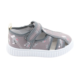 Zapatillas infantil American Club gris con velcro TEN 27/19 blanco