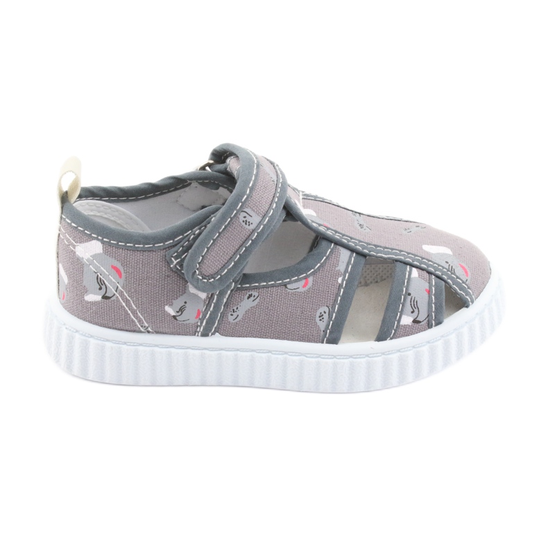 Zapatillas infantil American Club gris con velcro TEN 27/19 blanco