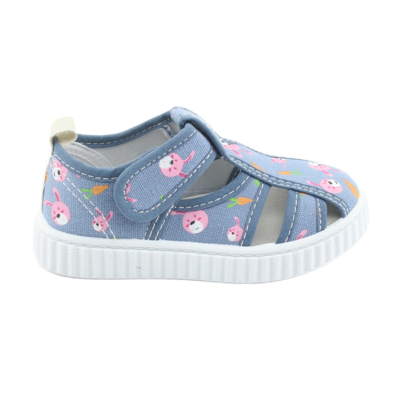 Zapatos infantiles American Club con velcro azul TEN 32/19 blanco rosado