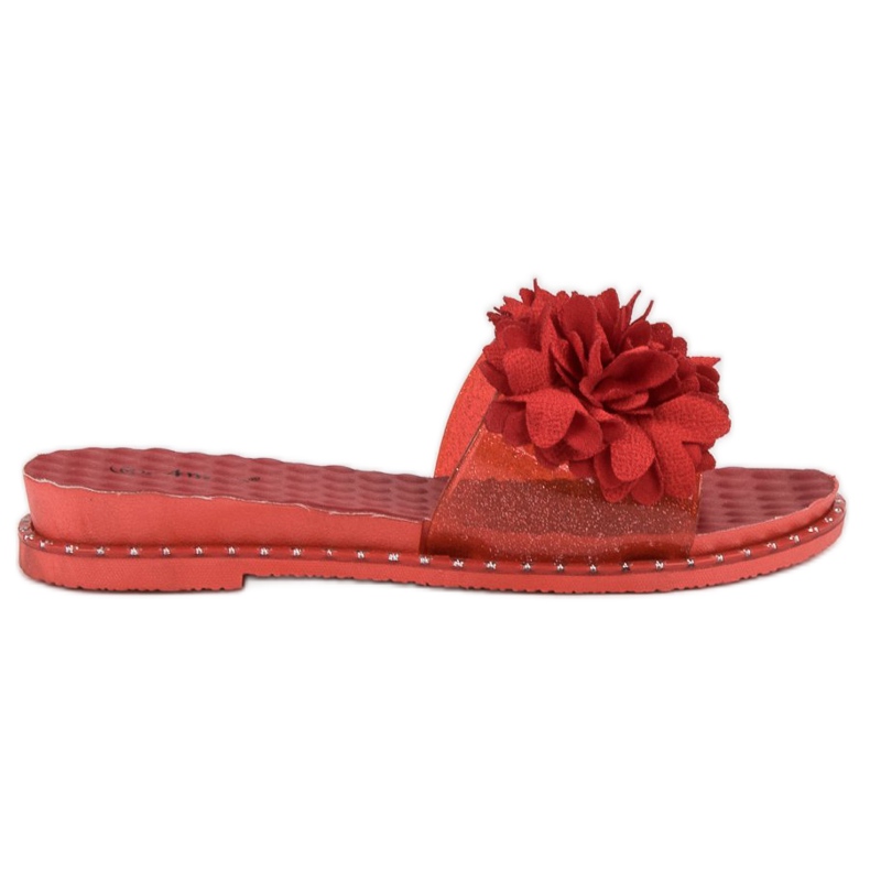 Anesia Paris Pantuflas de Goma con Flores rojo