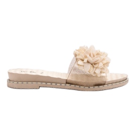 Anesia Paris Pantuflas de Goma con Flores marrón