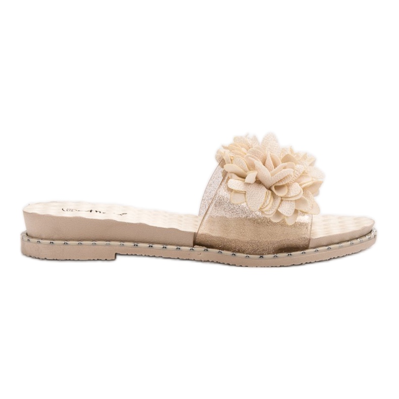 Anesia Paris Pantuflas de Goma con Flores marrón