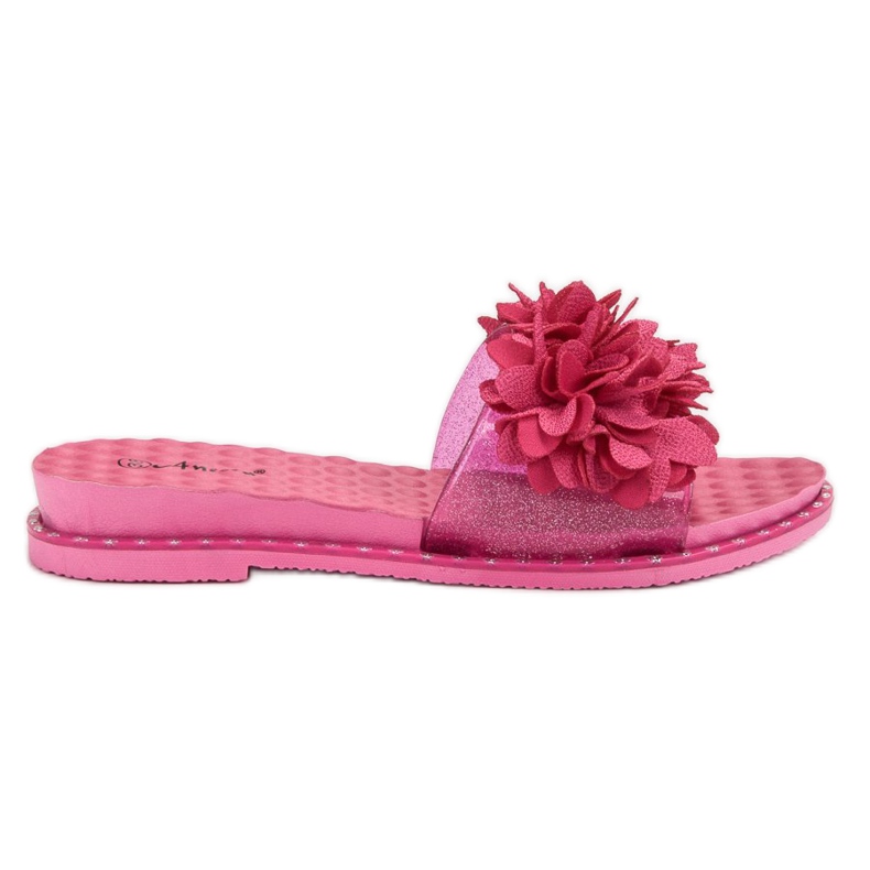 Anesia Paris Pantuflas de Goma con Flores rosado