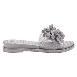 Anesia Paris Pantuflas de Goma con Flores gris