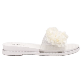 Anesia Paris Pantuflas de Goma con Flores blanco