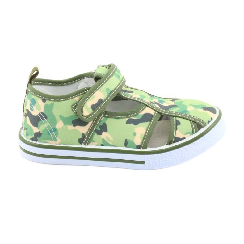 Zapatos infantiles American Club con velcro verde camuflaje TEN 27/19 marrón gris