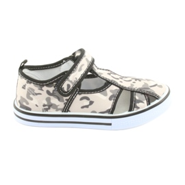 Zapato infantil American Club con plantilla de piel Velcro blanco marrón negro gris