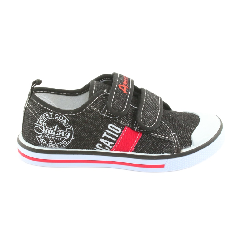 Zapatillas American Club jeans negros con velcro blanco rojo
