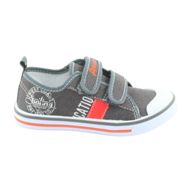 Zapatillas American Club jeans grises con velcro blanco naranja
