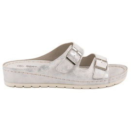 Goodin Pantuflas Con Hebilla blanco gris