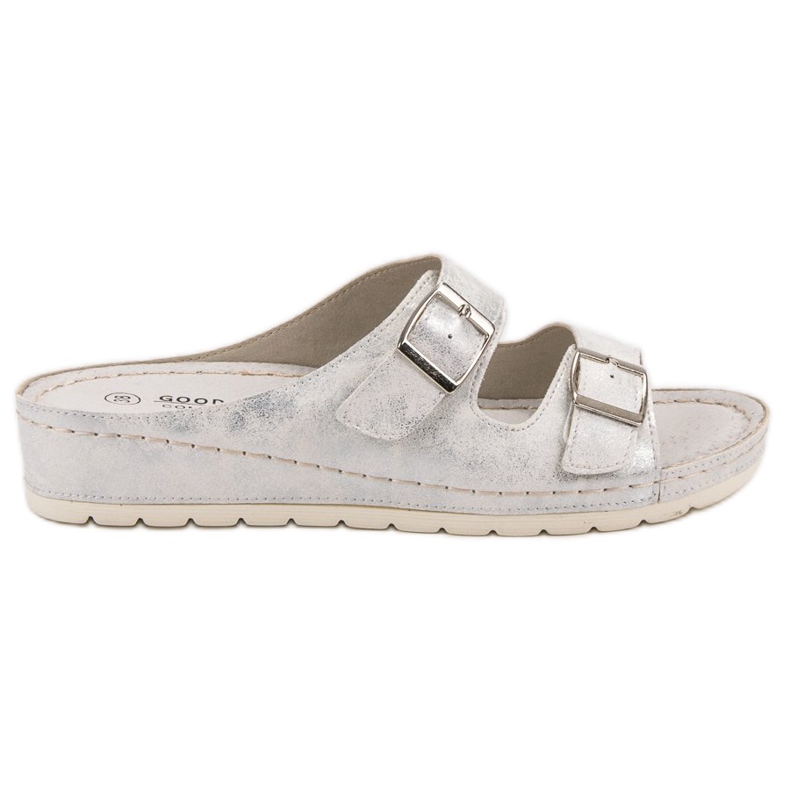 Goodin Pantuflas Con Hebilla blanco gris