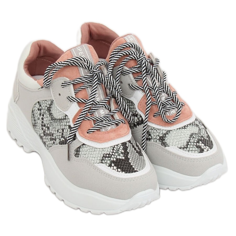 Zapatillas deportivas de piel de serpiente gris BL170P rosado