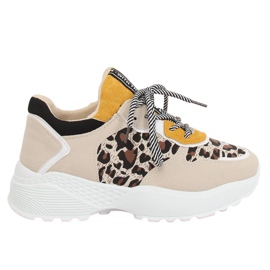 BL170P Calzado deportivo beige con estampado de leopardo marrón amarillo