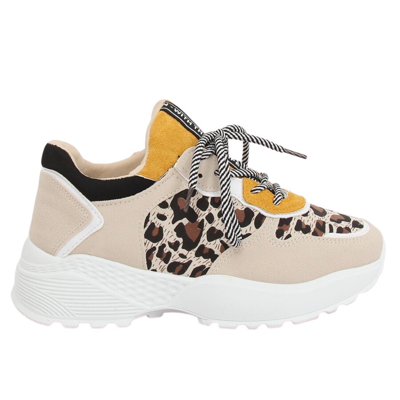 BL170P Calzado deportivo beige con estampado de leopardo marrón amarillo