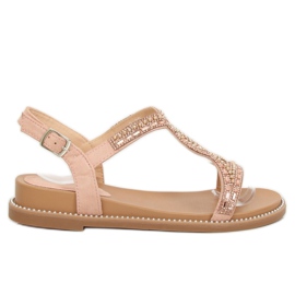 Sandalias decoradas con rosa LC-802 Pink rosado