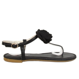 Sandalias negras con flor T314P Negro
