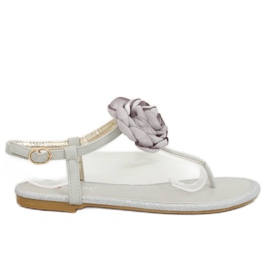 Chanclas grises con flor T314P Gris Chanclas grises con flor T314P Gris