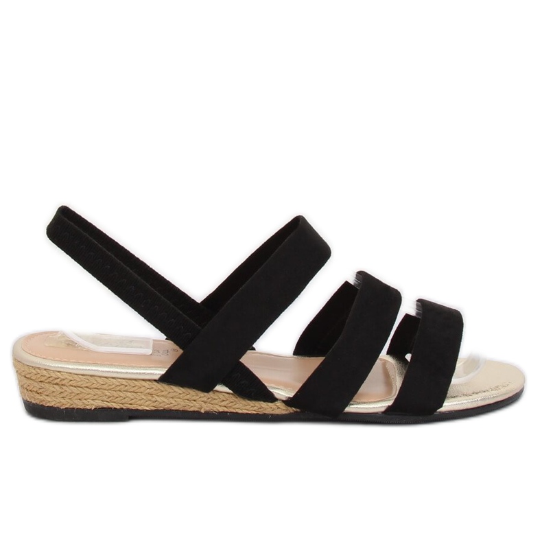 Black SM007 Sandalias alpargatas negras negro